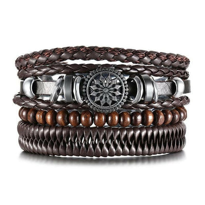 4Pcs/ Set Braided Wrap Leather Bracelets - Carri's Cache