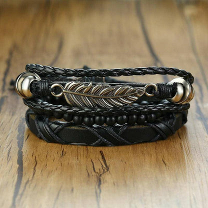 4Pcs/ Set Braided Wrap Leather Bracelets - Carri's Cache