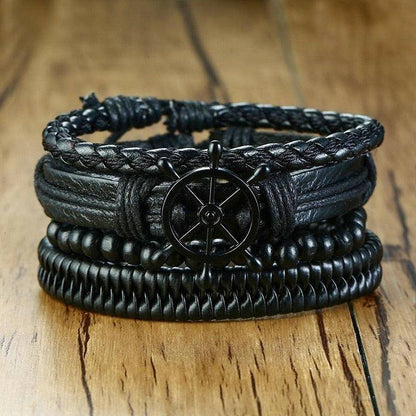 4Pcs/ Set Braided Wrap Leather Bracelets - Carri's Cache