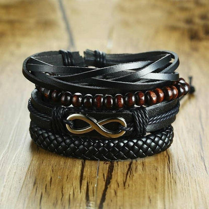 4Pcs/ Set Braided Wrap Leather Bracelets - Carri's Cache