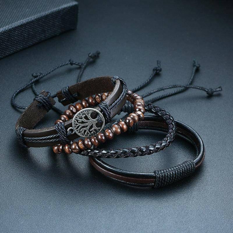 4Pcs/ Set Braided Wrap Leather Bracelets - Carri's Cache