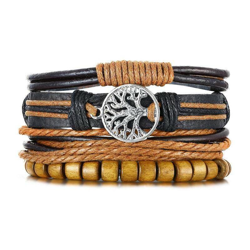 4Pcs/ Set Braided Wrap Leather Bracelets - Carri's Cache