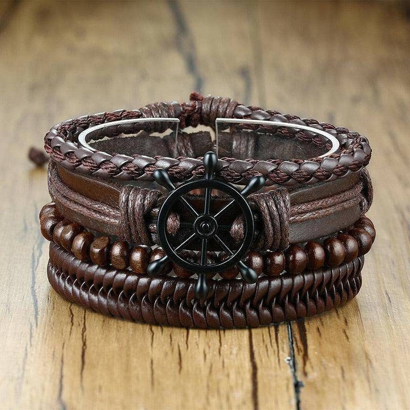 4Pcs/ Set Braided Wrap Leather Bracelets - Carri's Cache