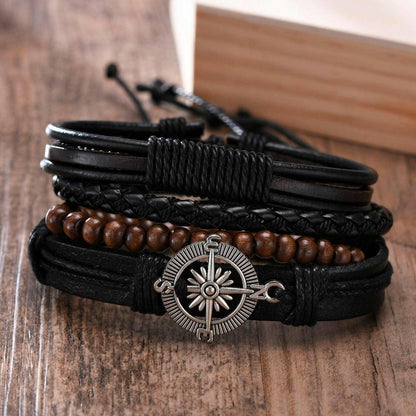 4Pcs/ Set Braided Wrap Leather Bracelets - Carri's Cache