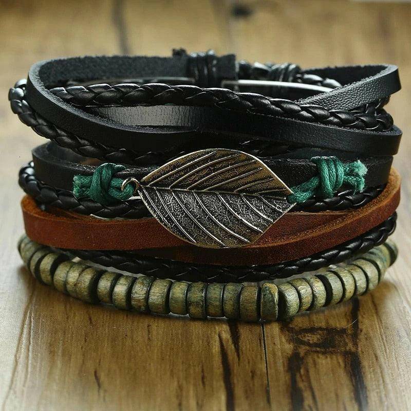 4Pcs/ Set Braided Wrap Leather Bracelets - Carri's Cache