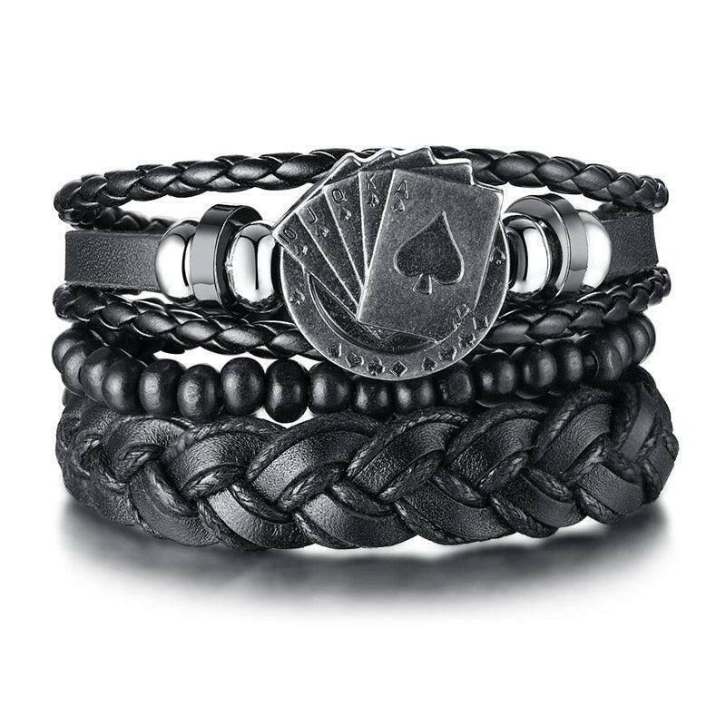 4Pcs/ Set Braided Wrap Leather Bracelets - Carri's Cache