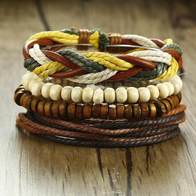 4Pcs/ Set Braided Wrap Leather Bracelets - Carri's Cache