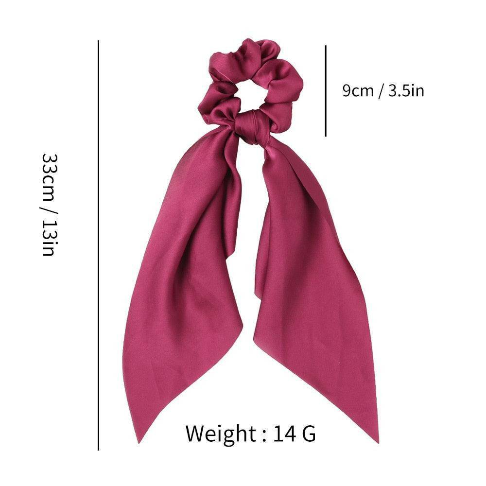 Satin Long Ribbon Scarf Scrunchie - Carri's Cache