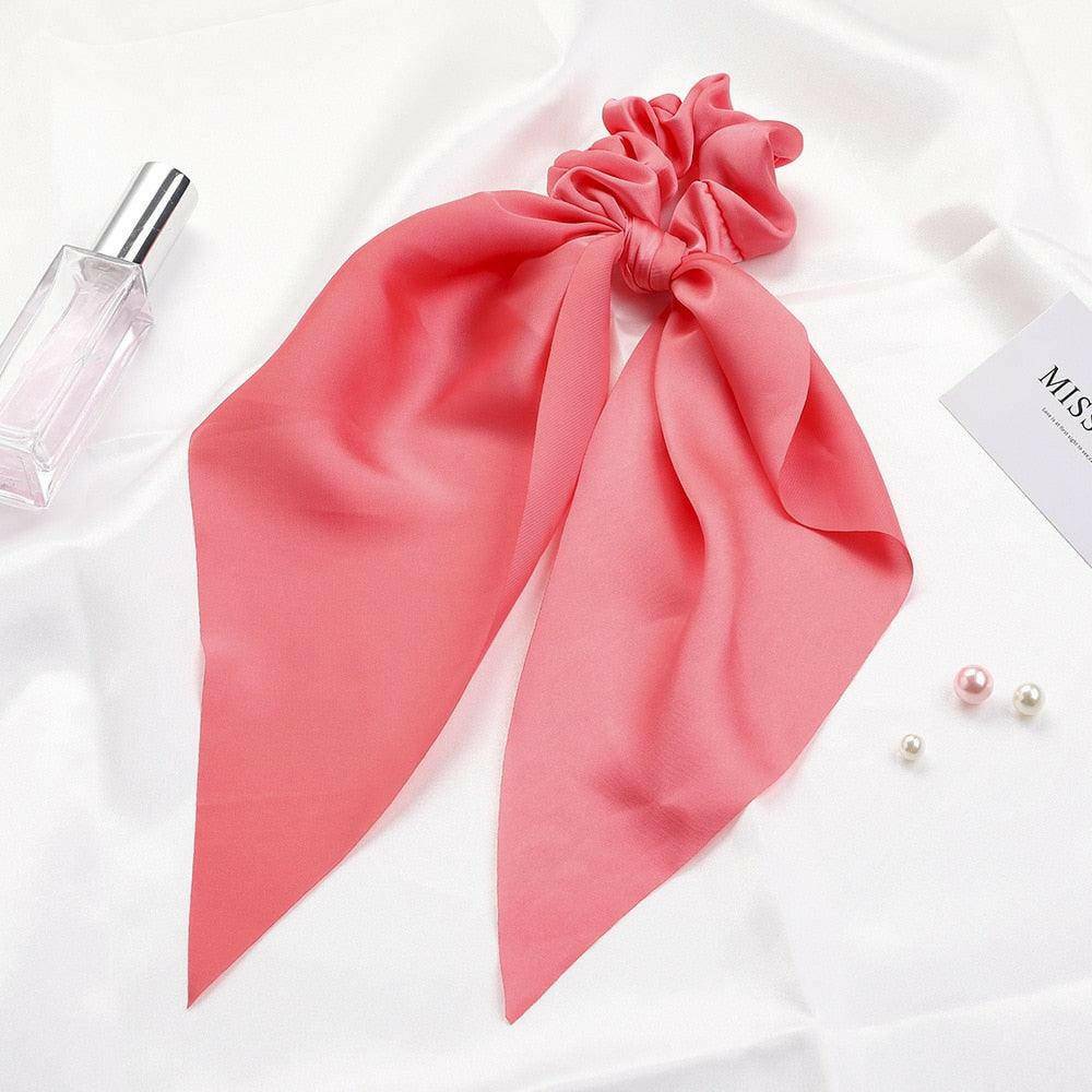 Satin Long Ribbon Scarf Scrunchie - Carri's Cache