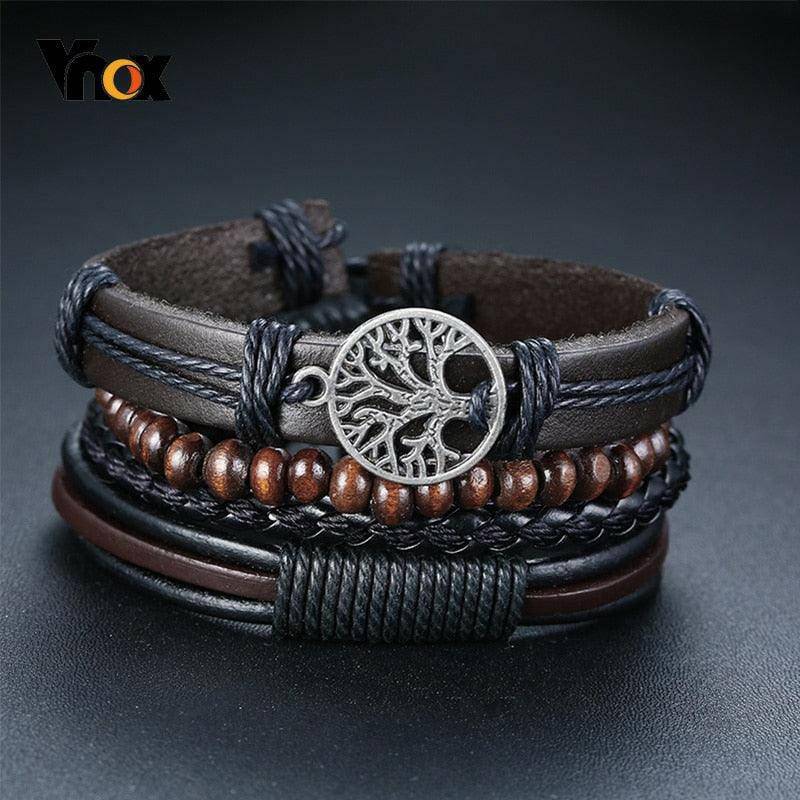 4Pcs/ Set Braided Wrap Leather Bracelets - Carri's Cache