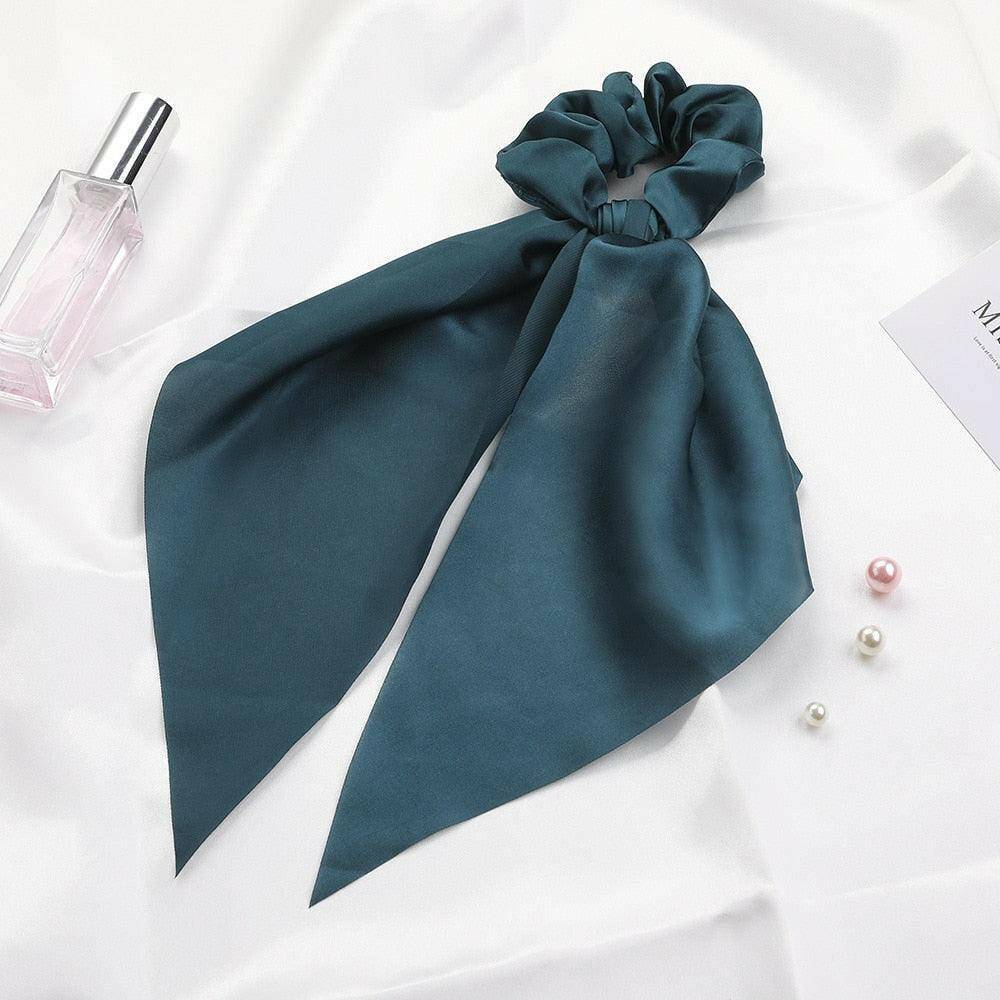 Satin Long Ribbon Scarf Scrunchie - Carri's Cache