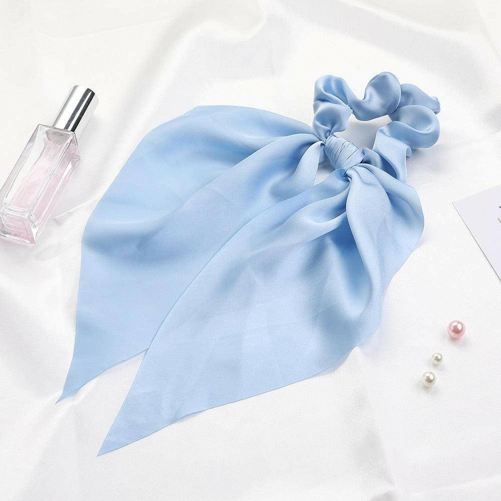 Satin Long Ribbon Scarf Scrunchie - Carri's Cache