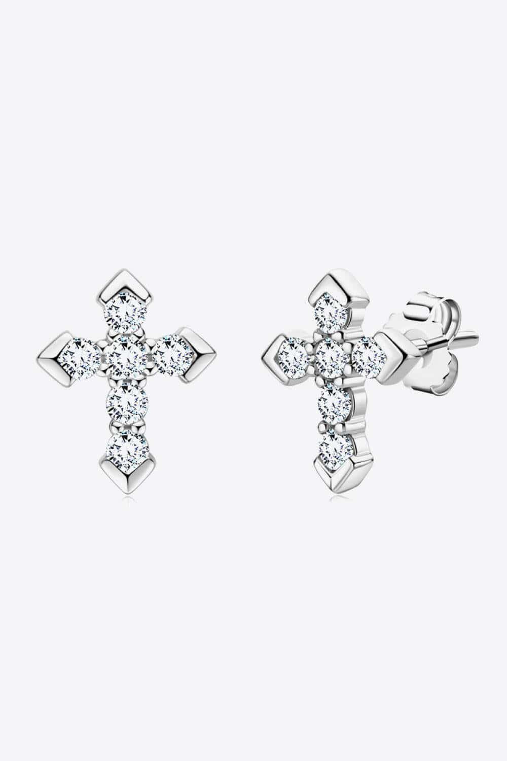 Moissanite Cross Stud Earrings.