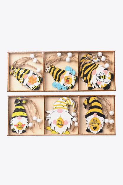 3-Pack Bee Wood Gnome Ornaments.