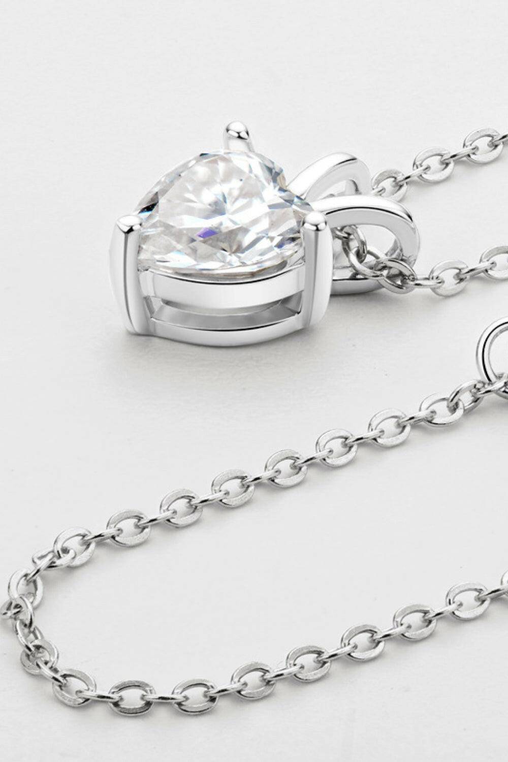 1 Carat Moissanite Heart-Shaped Pendant Necklace.