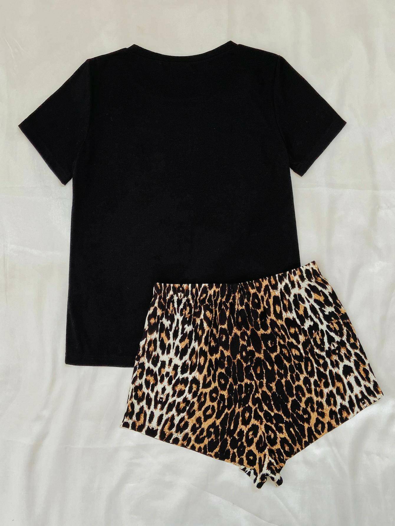 Leopard Lip Graphic Top and Shorts Lounge Set - Carri's Cache