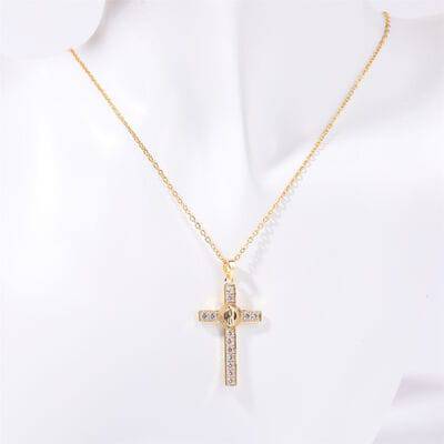 Stainless Steel Inlaid Zircon Cross Necklace - Carri's Cache