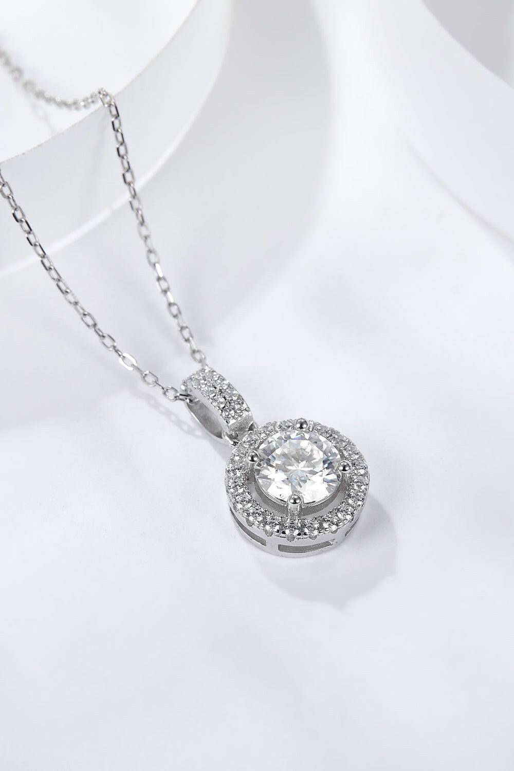 2 Carat Moissanite Round Pendant Necklace.