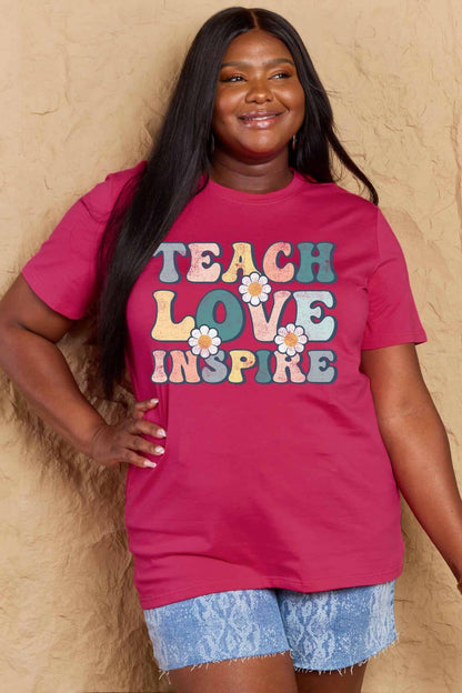 Simply Love Full Size TEACH LOVE INSPIRE Graphic Cotton T-Shirt - Carri's Cache