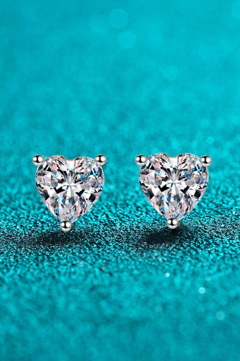 2 Carat Moissanite Heart-Shaped Stud Earrings - Carri's Cache