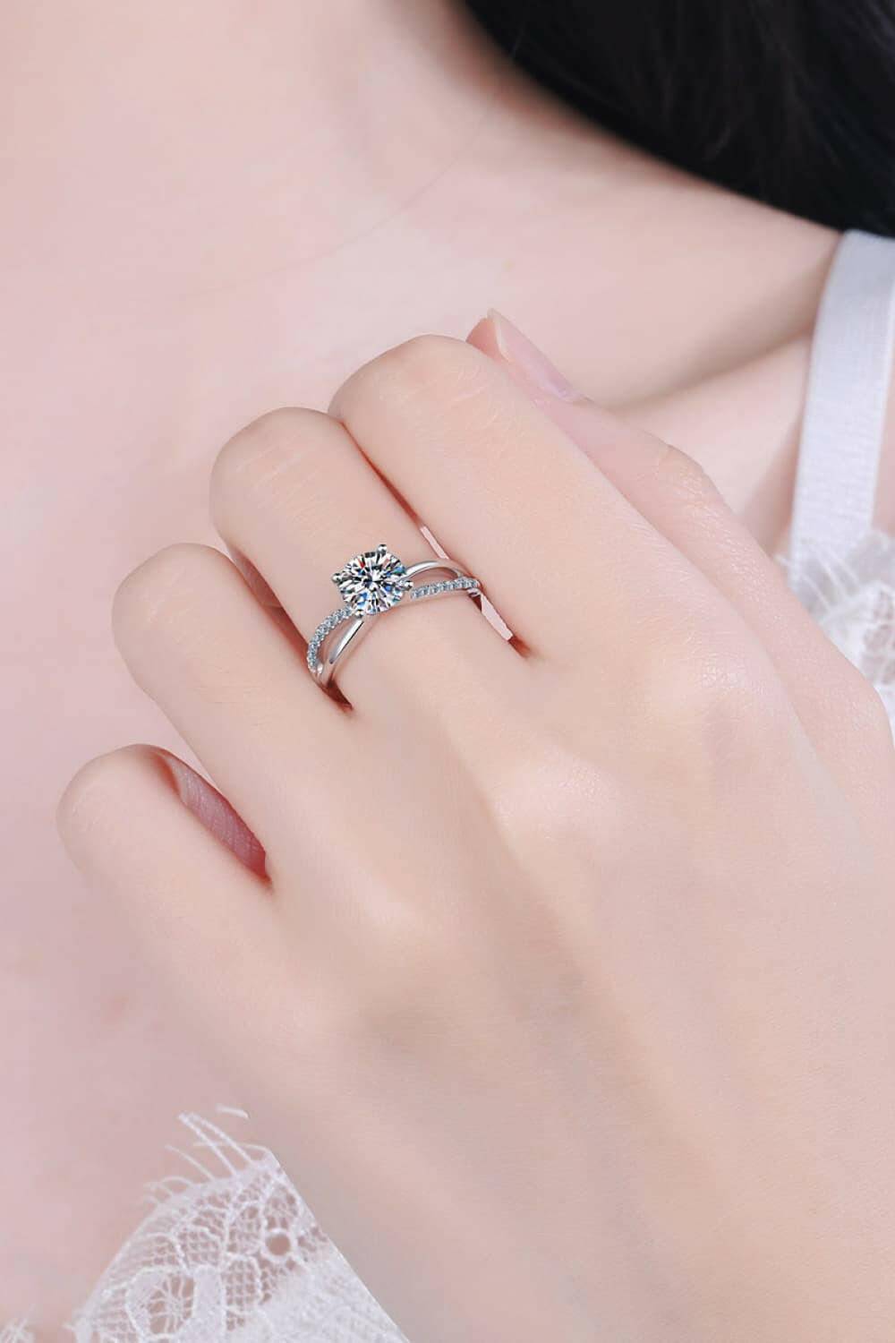 Moissanite Crisscross Split Shank Ring - Carri's Cache