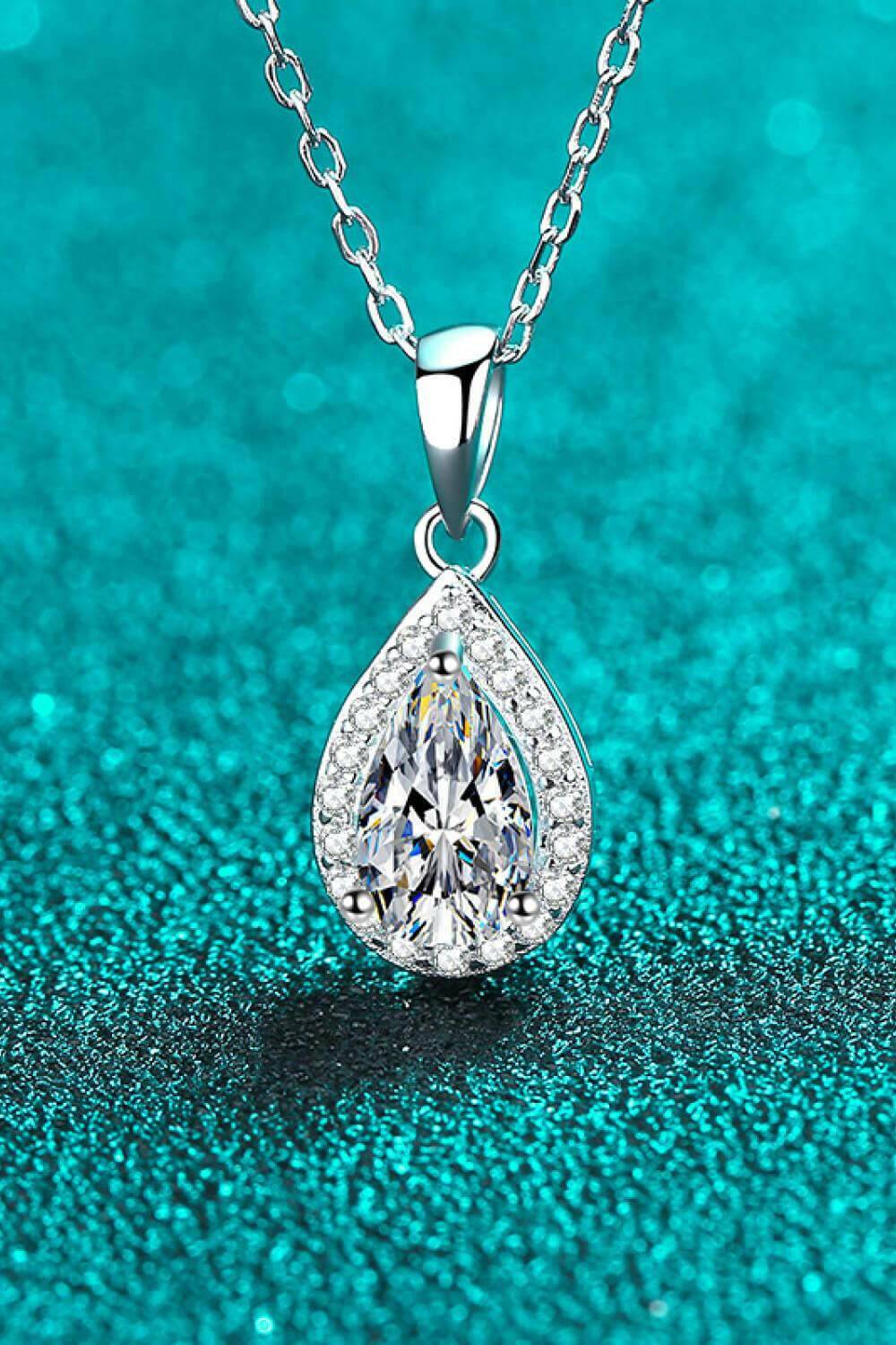 Moissanite Teardrop Pendant Necklace - Carri's Cache