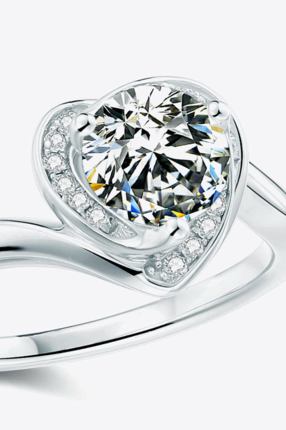 Beautiful Platinum-Plated Heart Ring.