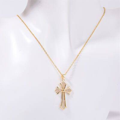 Stainless Steel Inlaid Zircon Cross Necklace - Carri's Cache