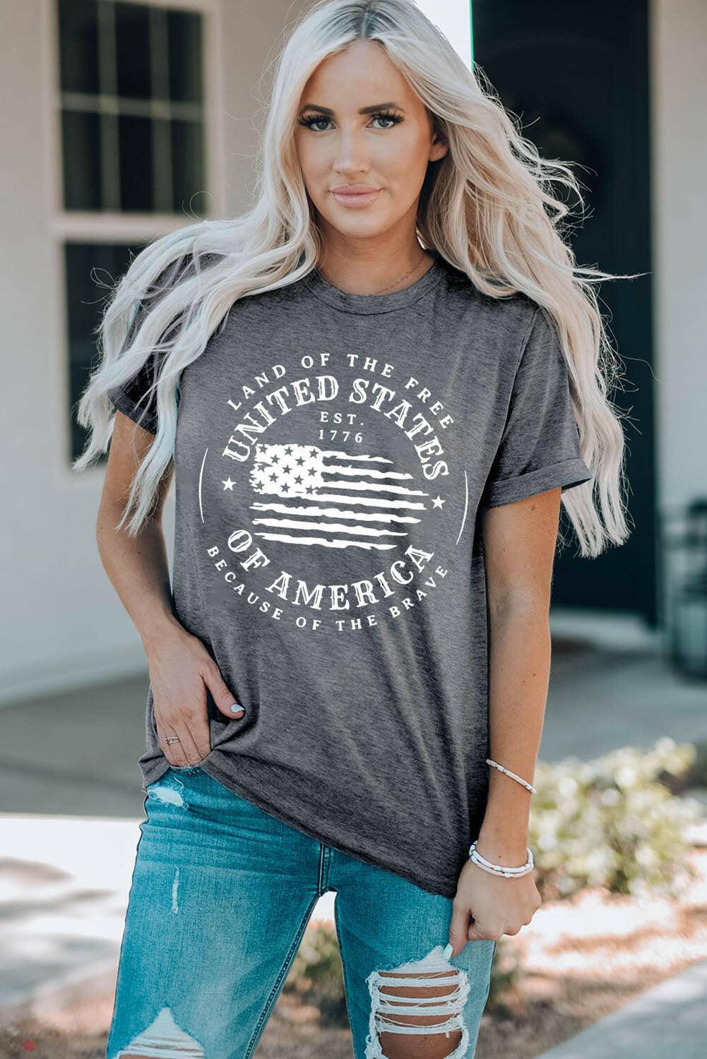 US Flag Graphic Short Sleeve Tee - Carri's Cache