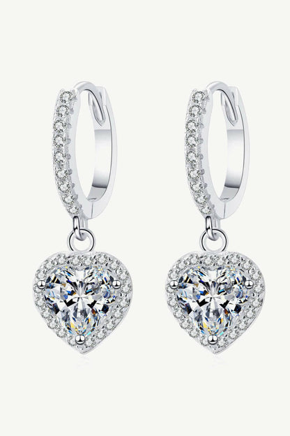 Moissanite Heart-Shaped Drop Earrings.