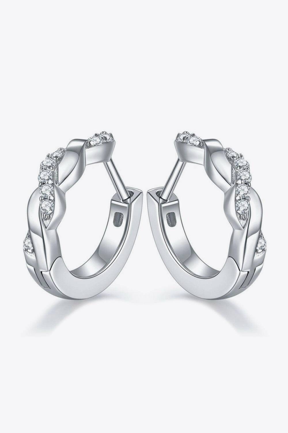 Moissanite Twisted Platinum-Plated Earrings.