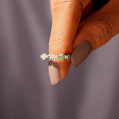 Flower Shape 925 Sterling Silver Zircon Ring - Carri's Cache