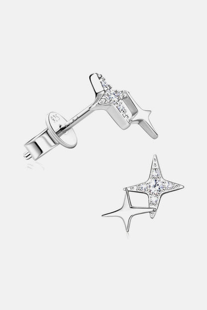 Moissanite 925 Sterling Silver Star Shape Earrings - Carri's Cache