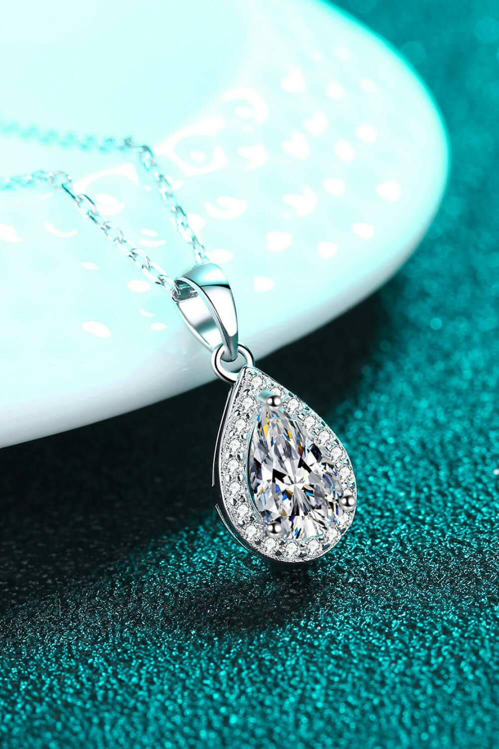 Moissanite Teardrop Pendant Necklace - Carri's Cache