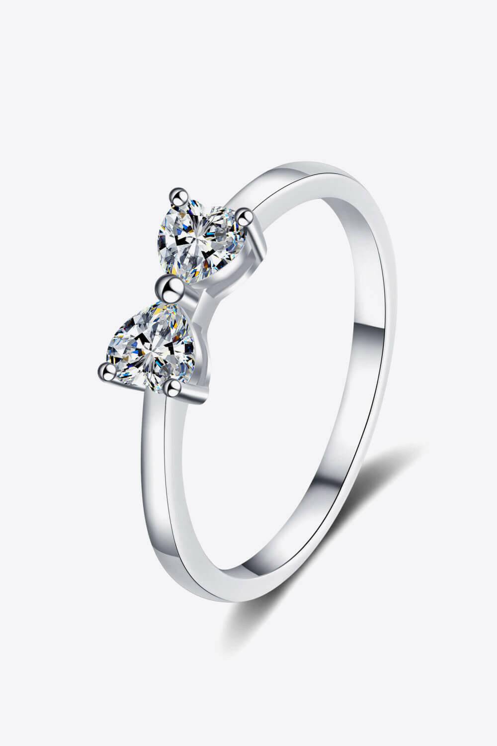 Moissanite Bow Rhodium-Plated Ring.