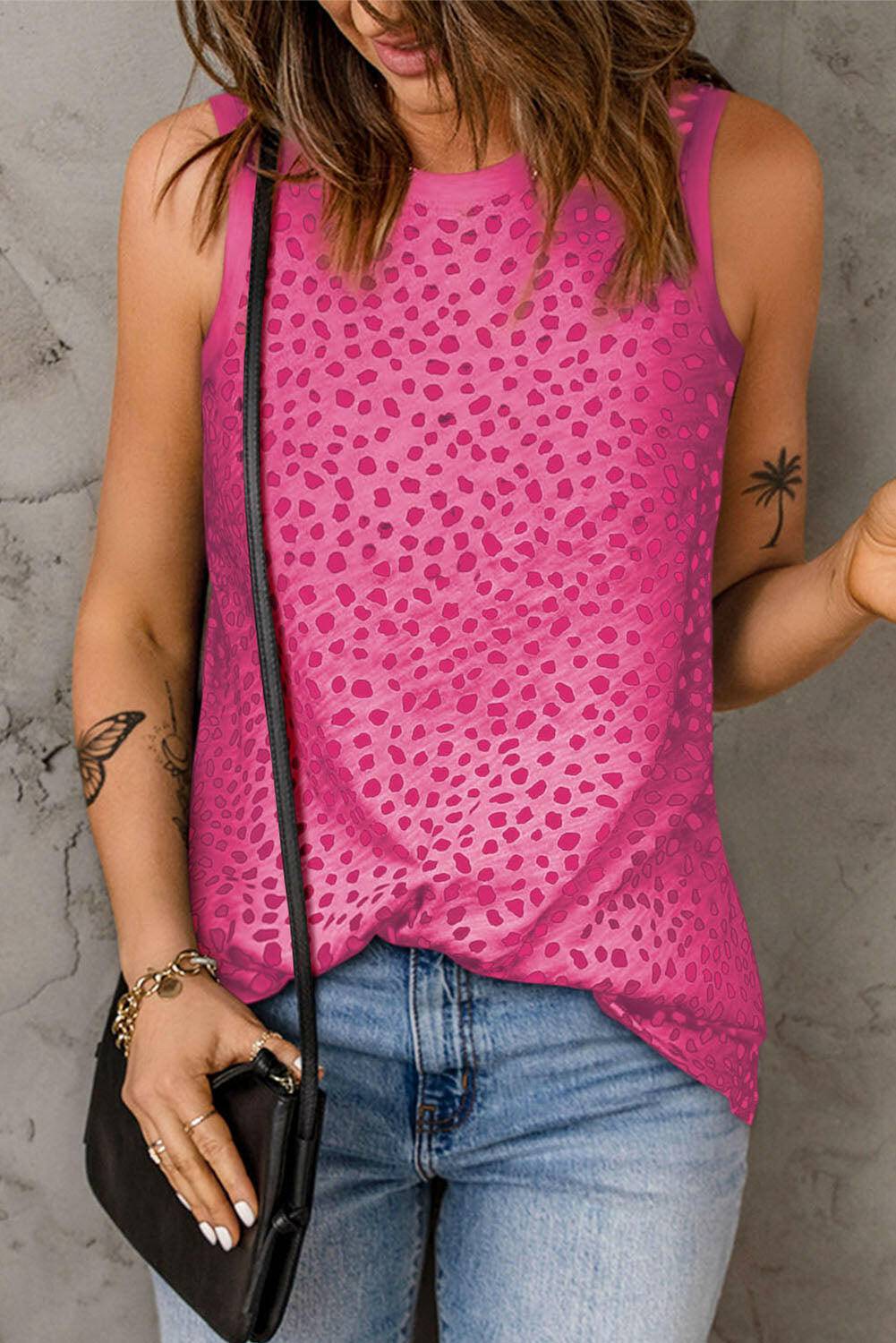 Printed Round Neck Tank - Carri's Cache