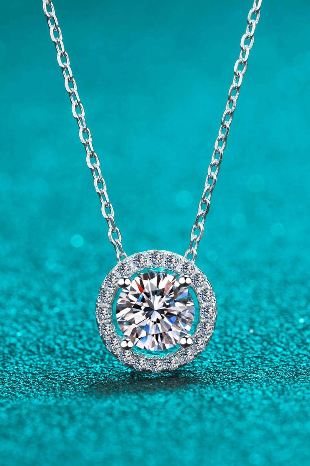 1 Carat Moissanite Round Pendant Chain Necklace - Carri's Cache