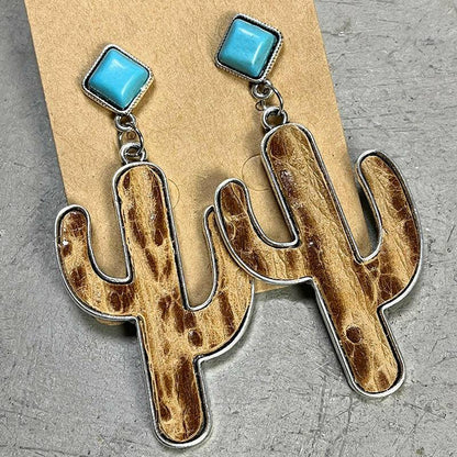 Turquoise Cactus Earrings - Carri's Cache