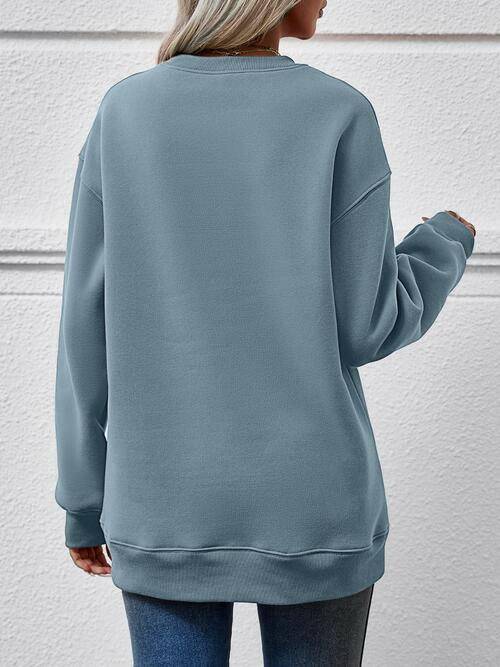 Letter Graphic Dropped Shoulder Sweatshirt - Carri's Cache