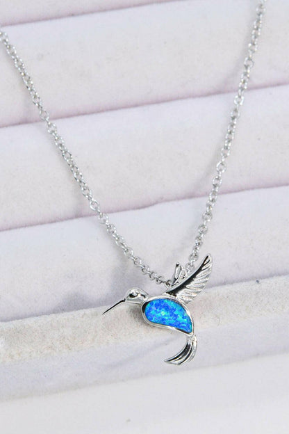 Opal Bird 925 Sterling Silver Necklace.