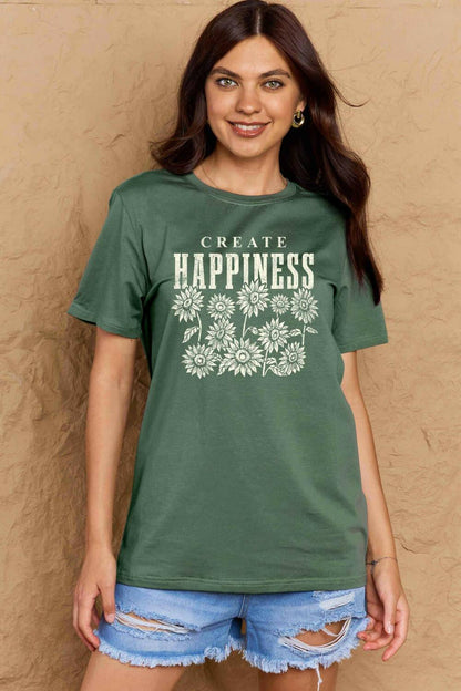 Simply Love Full Size CREATE HAPPINESS Graphic Cotton T-Shirt - Carri's Cache