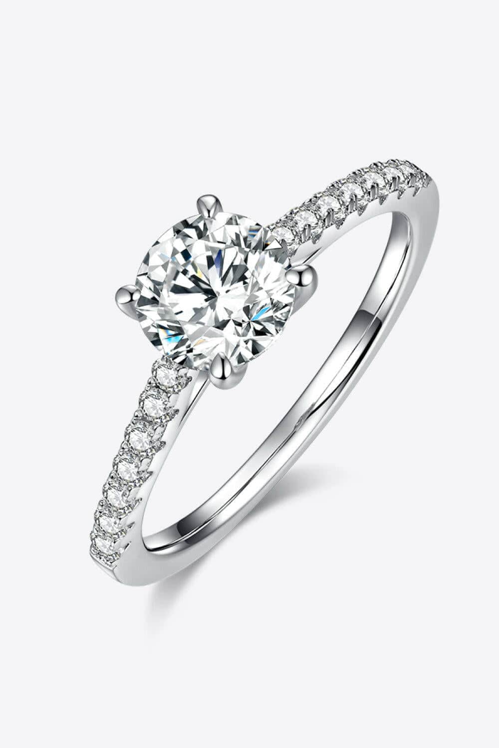 Moissanite 925 Sterling Silver Side Stone Ring - Carri's Cache