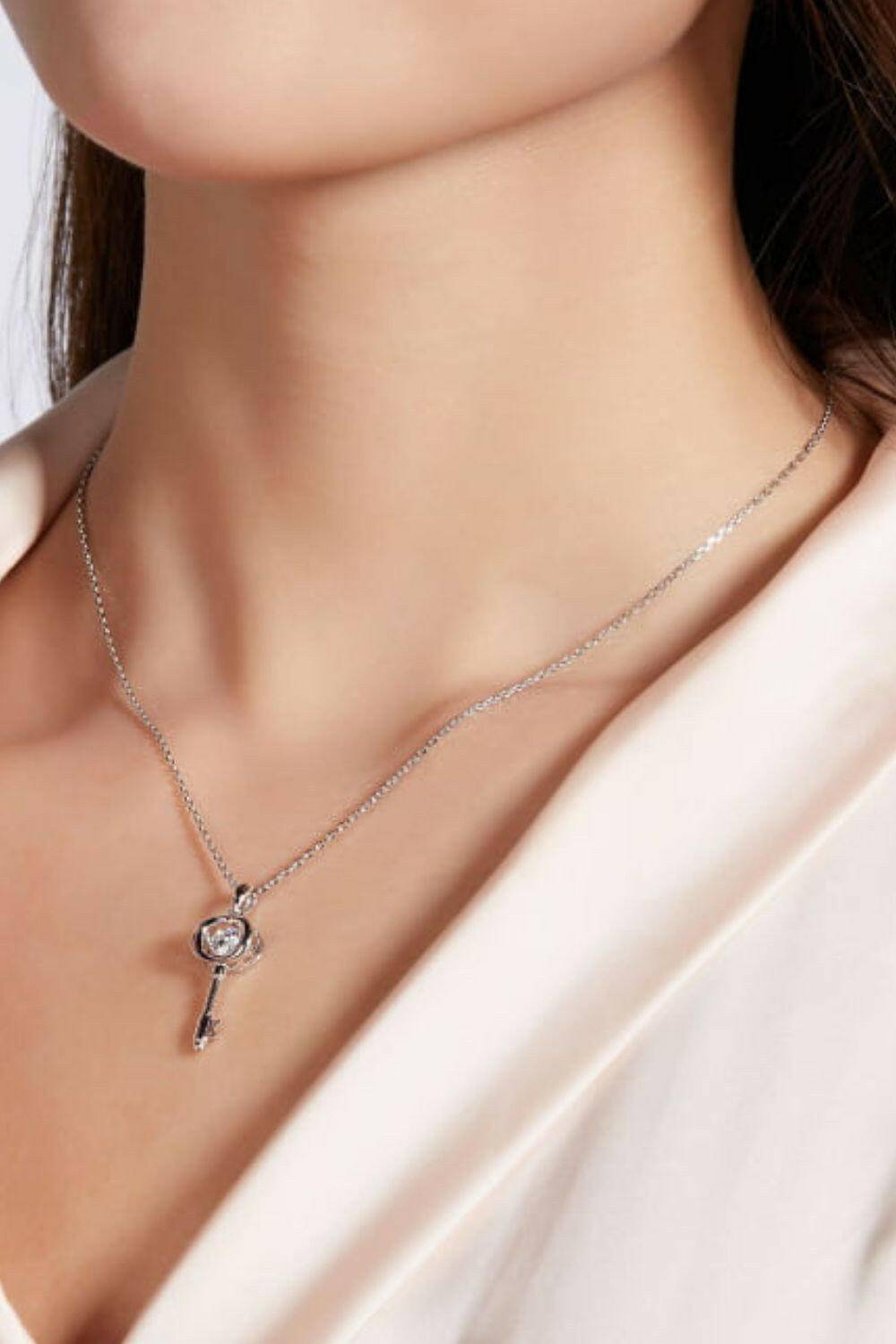 Moissanite Key Pendant Necklace - Carri's Cache