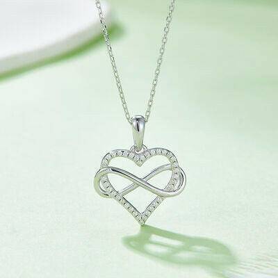 Moissanite 925 Sterling Silver Heart Shape Necklace - Carri's Cache