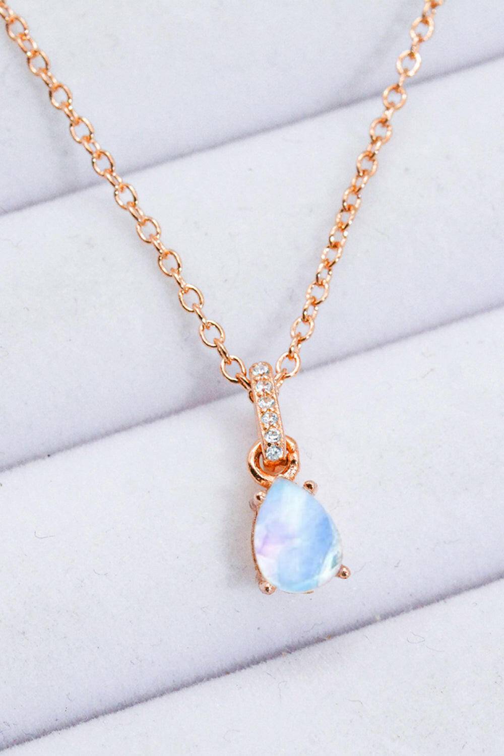 Moonstone Teardrop Pendant Necklace.