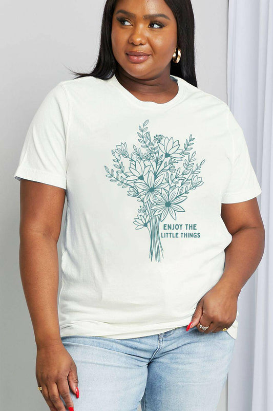 Simply Love Full Size ENJOY THE LITTLE THINGS Graphic Cotton Tee - Carri's Cache