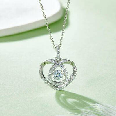 Moissanite 925 Sterling Silver Heart Shape Necklace - Carri's Cache