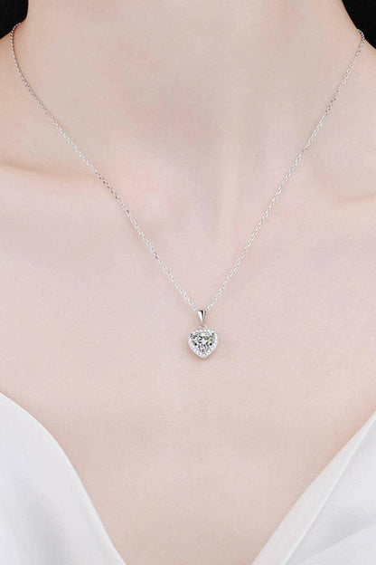 1 Carat Moissanite Heart Pendant Chain Necklace - Carri's Cache