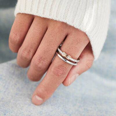 Double-Layered Zircon 925 Sterling Silver Ring - Carri's Cache