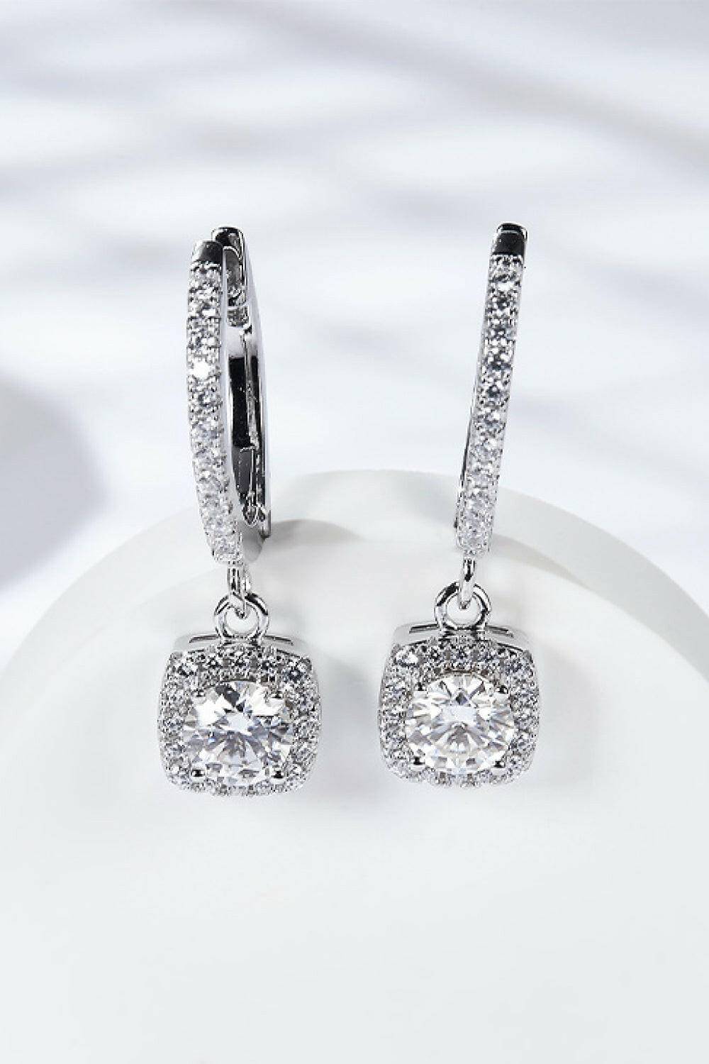 Moissanite Huggie Drop Earrings.